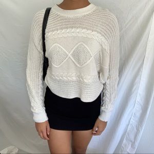 cropped white knit sweater